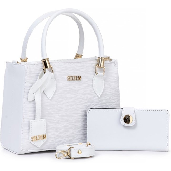 Kit Bolsa Transversal Lorena com Carteira Selten Branca