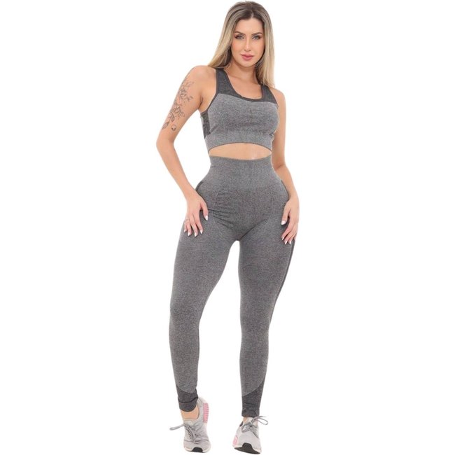 Calça Legging Fitness GARAIS MODA Cinza Escuro para Academia - Conforto e Estilo