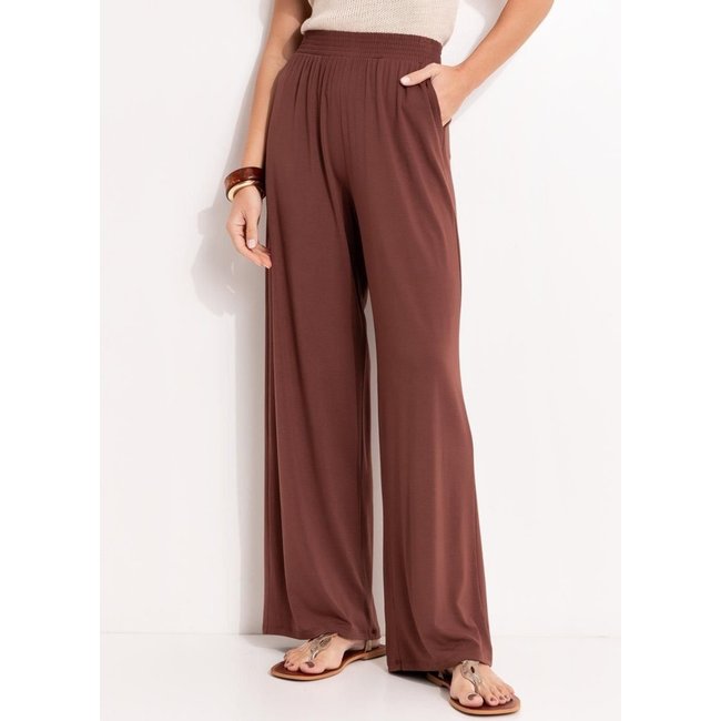 Calça Em Malha De Viscose Marrom Quintess