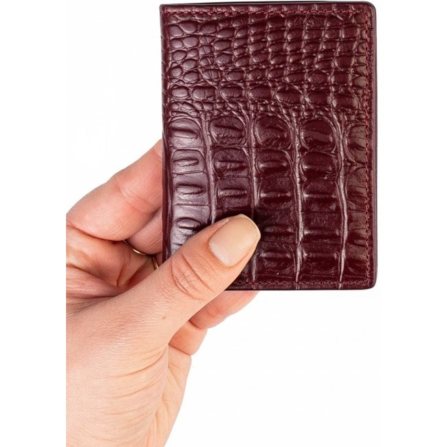 Porta cartões de couro croco Andréia 7,5x10cm - Marsala