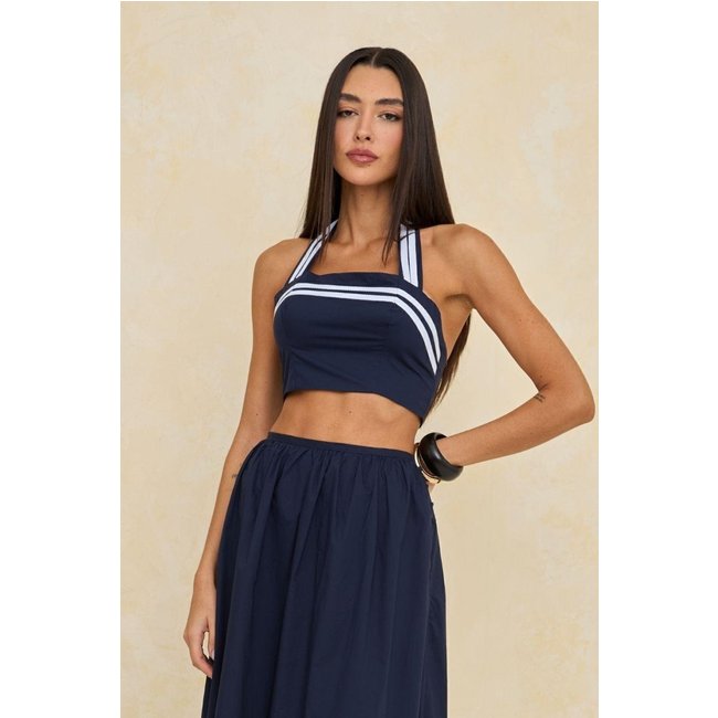 Top Com Amarração Carlota Costa Azul
