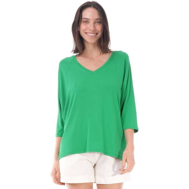Blusa Ampla Amazonia Vital Morcego Guyrá Manga 3/4 Malha Verde Light