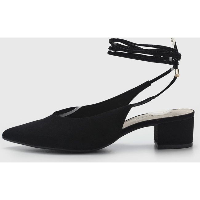 Scarpin Feminino cê Salto Baixo Amarração Preto