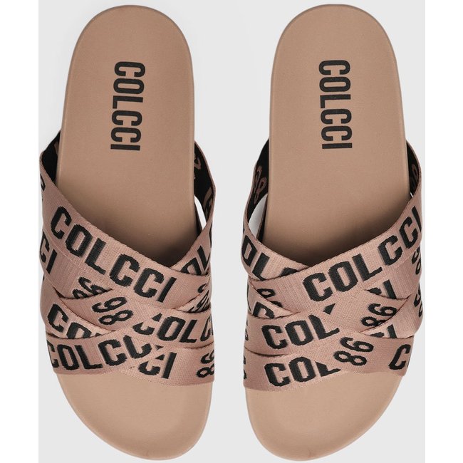 Rasteira Slide Colcci Logo Bege