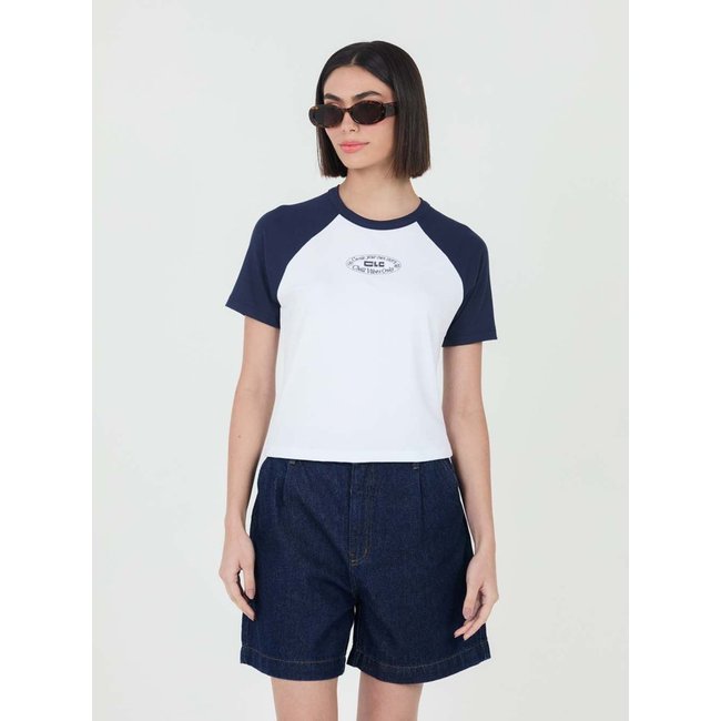 Camiseta Baby Look Manga Raglan Colcci CLC Branco