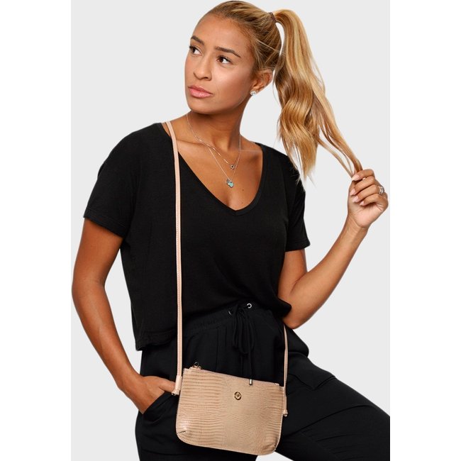 Bolsa Transversal Couro Mariart Lezard 201L Nude