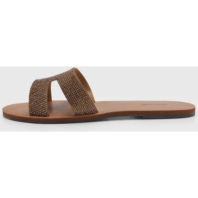 Rasteira Feminina Anacapri Tiras Microbrilhos Marrom