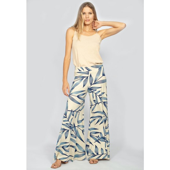 Calça Pantalona Amazonia Vital Malha Granja Bambu Azul