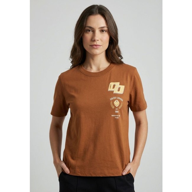 Camiseta Feminina Colcci Estampa Gráfica Caramelo