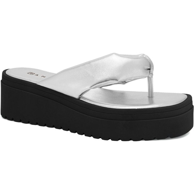 Chinelo Feminino Ramarim Prata Plataforma Preta 2445202-1
