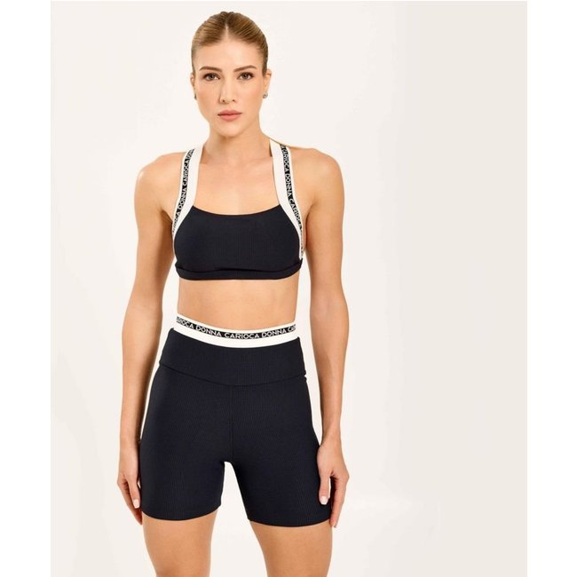 Short Supple Preto Canelado Donna Carioca