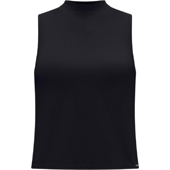 Blusa Regata Canelada Básica Feminina Lunender 00411 Preta