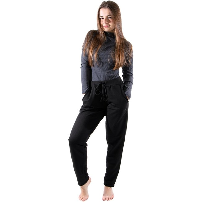 Calça Moletinho 4 Estações Feminino Flanelado Lisa Inverno Cintura Alta Preto