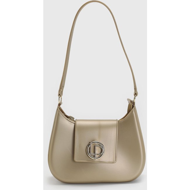 Bolsa Média Feminina Lança Perfume Acabamento Metalizado Dourada