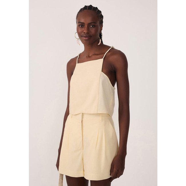 Regata Cropped Dress To Reta Recorte Lateral Amarelo