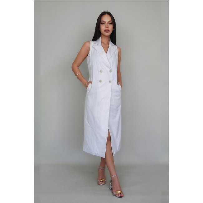 Vestido Midi Lugano Linho Off White
