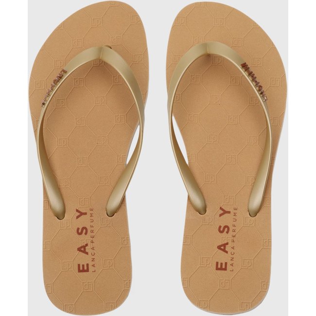 Chinelo Feminino Lança Perfume Tiras Metalizadas Caramelo
