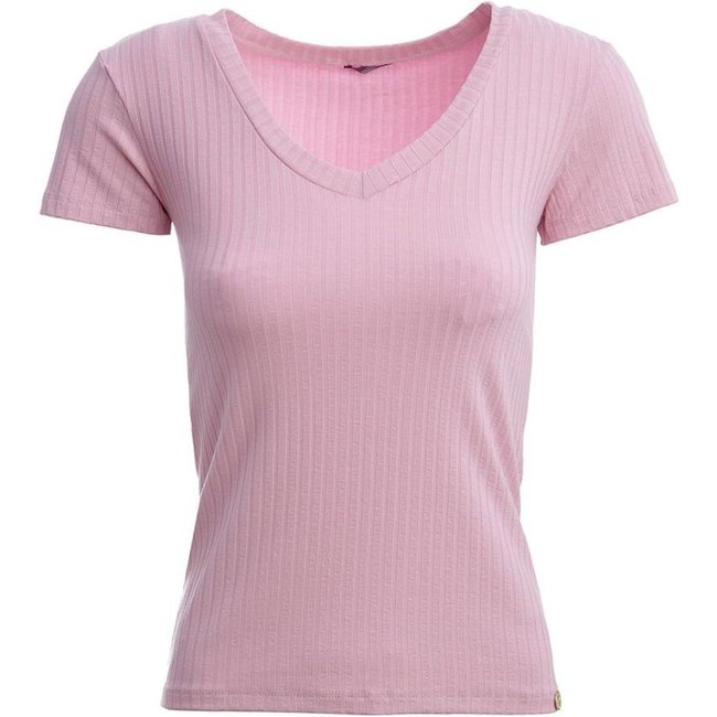 Blusa Manga Curta Canelada Autentique Feminina Rosa