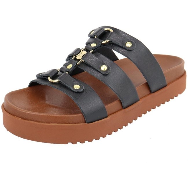 Papete Plataforma FlatForm Tiras Macia Confort Lançamento Verão Agnes Veronez Preto Caramelo