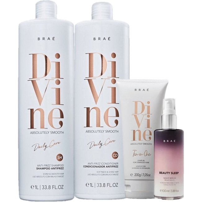 Brae Divine Anti Frizz Duo 1L Leave-in 200g e Beauty Sleep 100ml