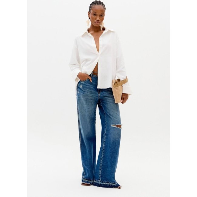 Calça Jeans Wide Leg Cintura Alta Lança Perfume