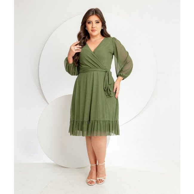 Vestido Midi Manda 3/4 Charmely Evangélico Luxo Premium