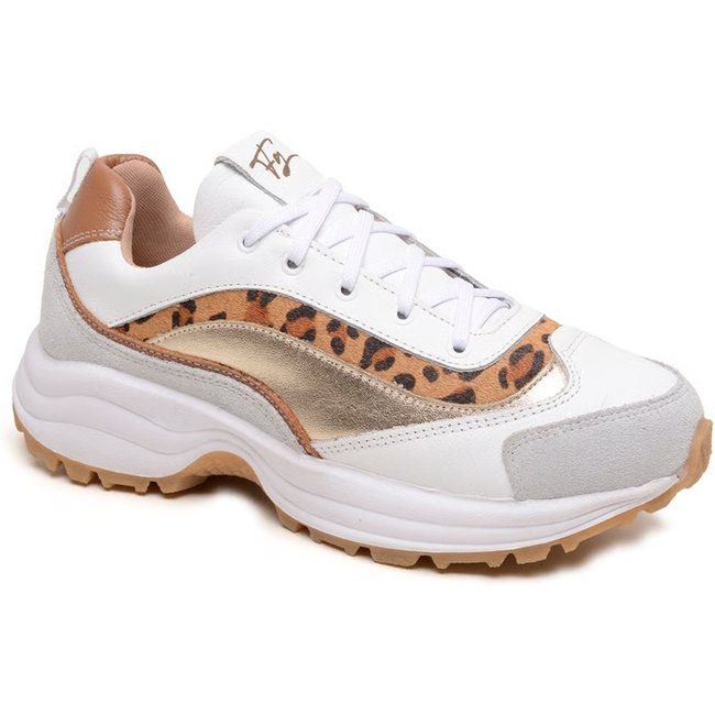 Tênis Sneaker Feminino Couro Legítimo Chunky Conforto Top Branco
