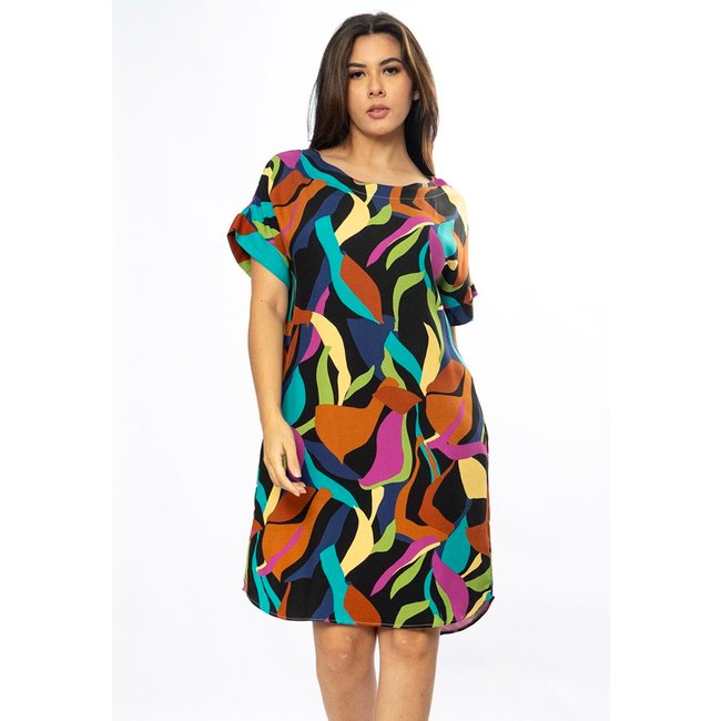 Vestido Curto Cabanafree Viscose com Bolso Estampa Aurora Urbana