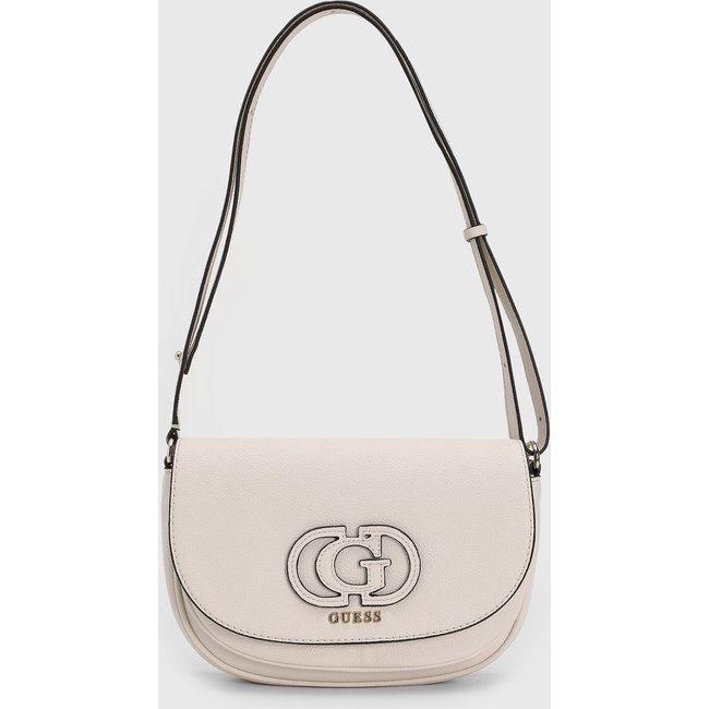 Bolsa Pequena Guess Logo Texturizada Off-White