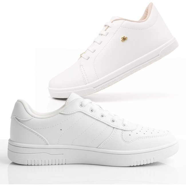 Kit Tênis Sneakers Branco Casual Confortável Fashion White Atemporal