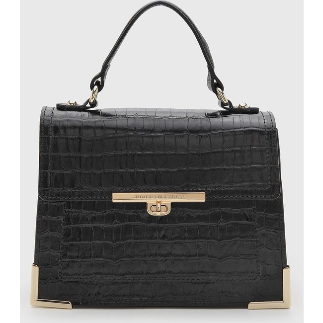 Bolsa Feminina Jorge Bischoff Textura Croco Preta