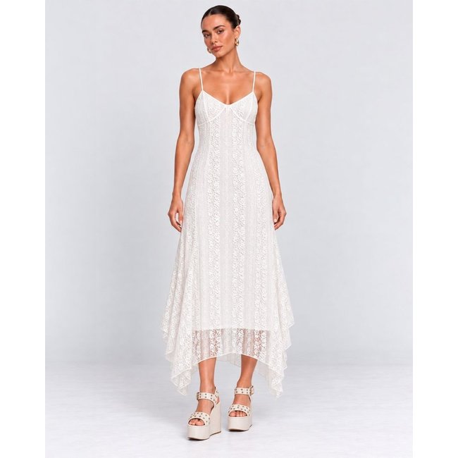 Vestido Midi Alça Fina Renda Branco 90238 206oz