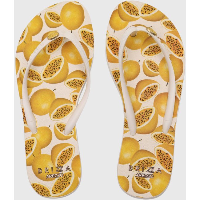 Chinelo Dedo Feminino Brizza Arezzo Estampa Frutas Amarelo