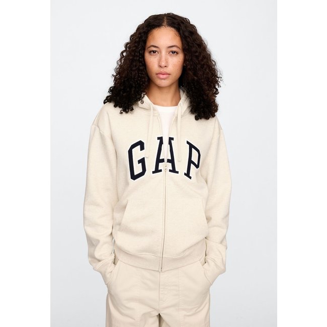 Blusa de Moletom Aberta GAP Reta Logo Off-White