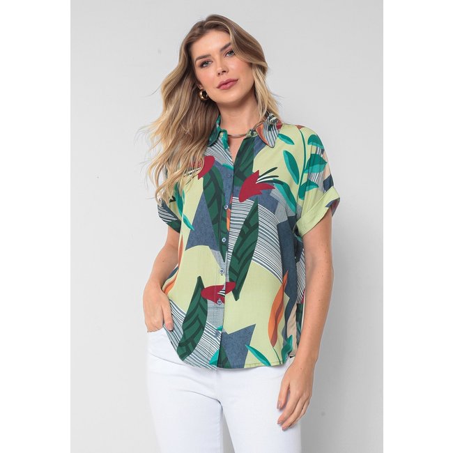 Camisa Intens Manga Curta Viscose Azul