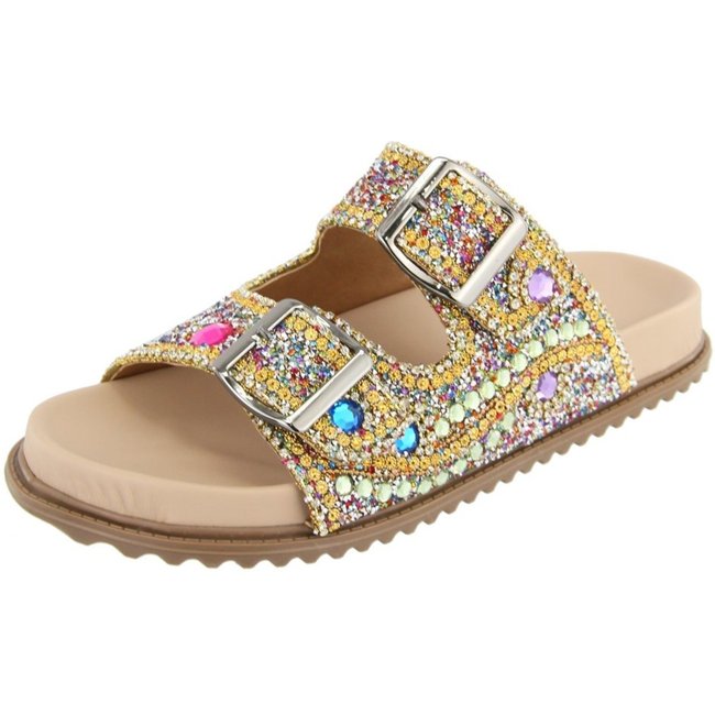 Sandalia Papete Miçangas Pedraria Strass Cristais Fino Colorido Lançamento Verão 2023 Agnes Veronez Multicolor