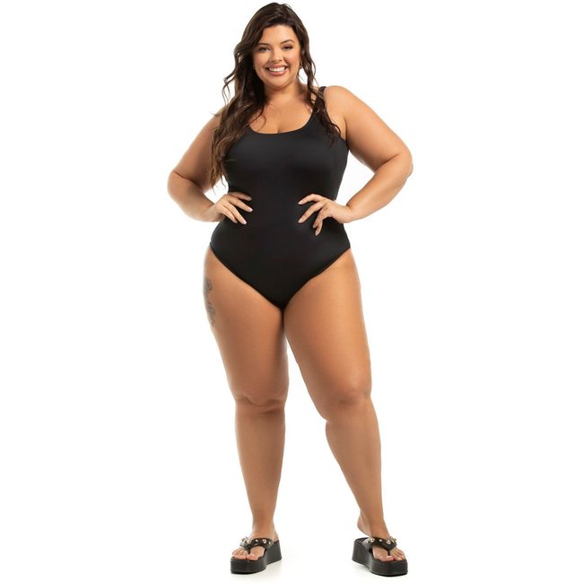 Maiô Regata Básico com Bojo Fixo Plus Size Preto