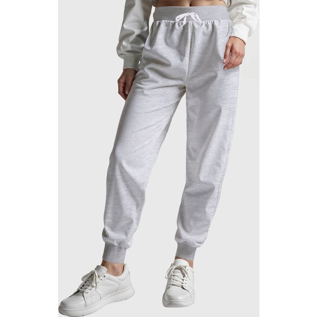 Calça Feminina Cinza Moletom Slim Conforto Flanelado Cintura com Cordão Benellys