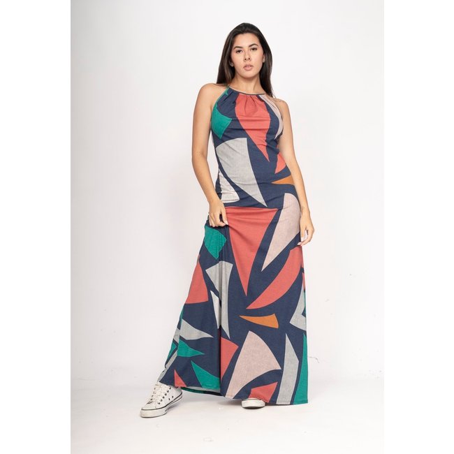 Vestido Amaoznia Vital Longo Eirapuã Malha Trapézio Geometrias do Tempo