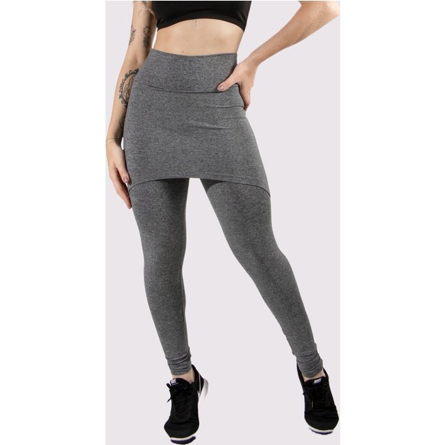 Calça 4 Estações Legging Saia Lisa Feminino Academia Fitness Malhar Cinza