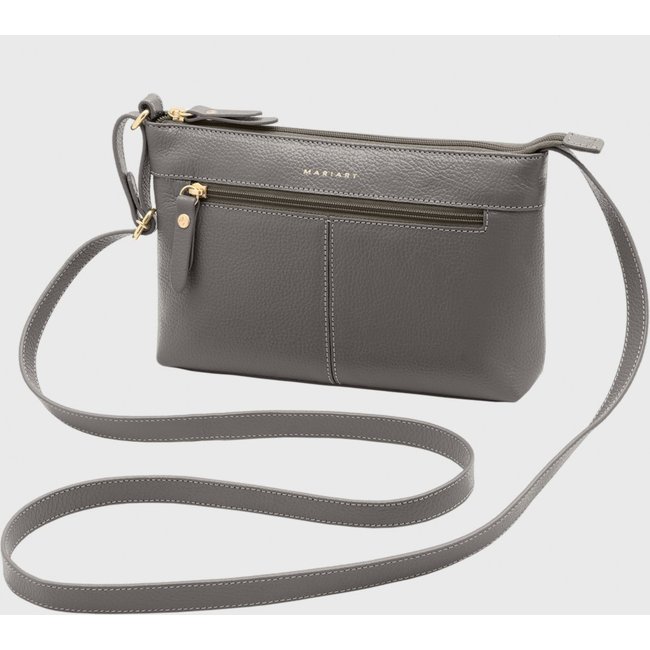 Bolsa Transversal Couro Mariart Cipozinho Cinza