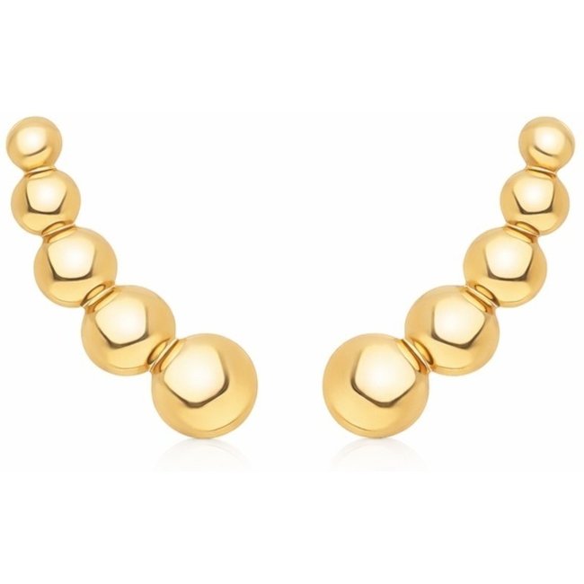 Brinco Ear Cuff Esferas Banhado a Ouro 18k