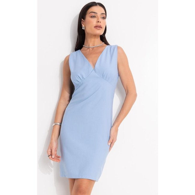 Vestido Em Viscose Com Poliéster Azul Claro Quintess