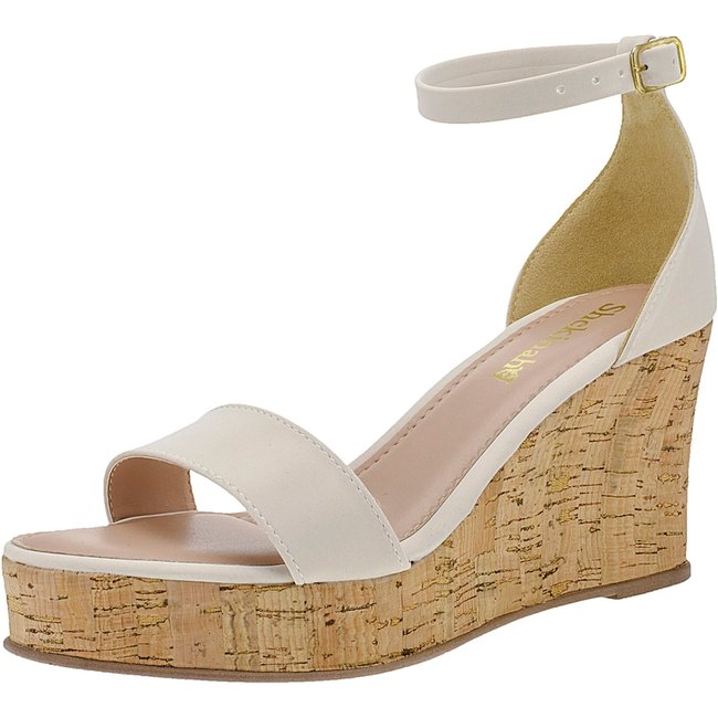 Sandália Feminina Salto Plataforma Anabela Shekinah Lançamento Confortável Moda Off White
