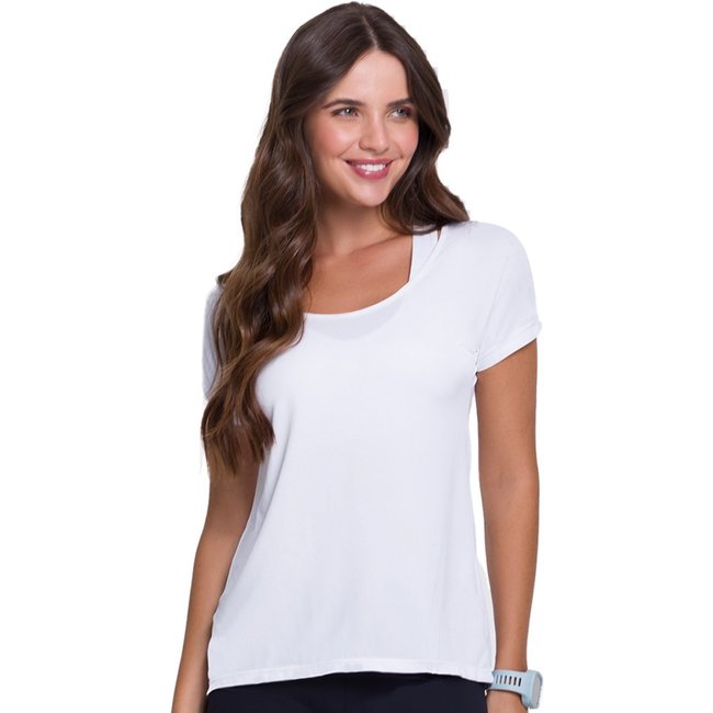 Camiseta Feminina Dry Academia Selene Poliamida Fitness Branco
