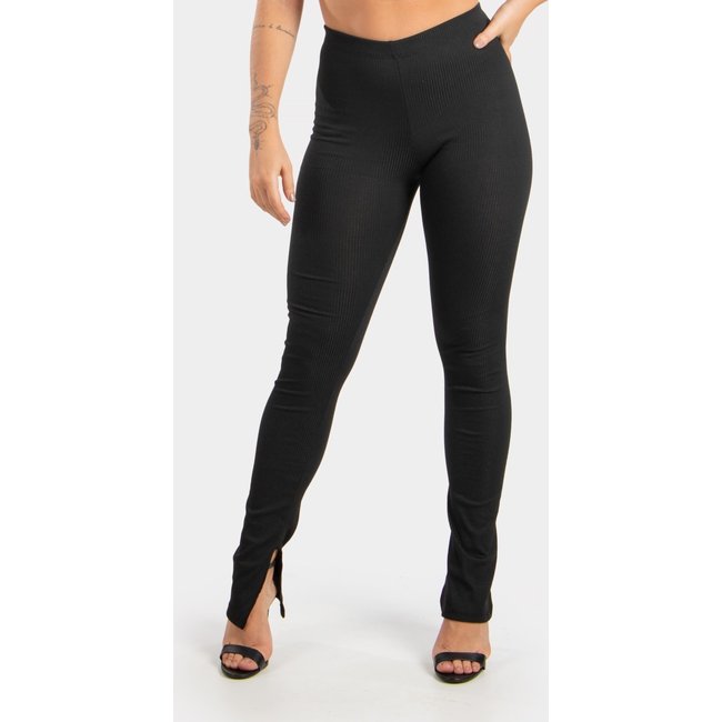 Calça Legging Diluxo Cintura Alta Ribana Preta