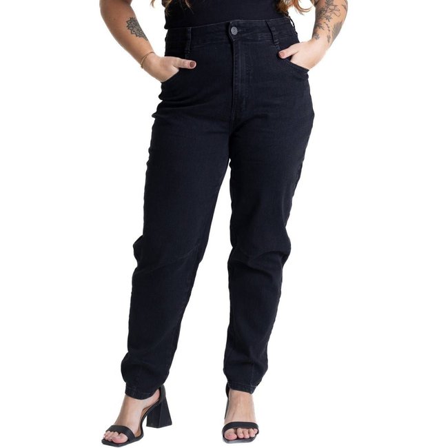 Calça Jeans Sawary Mom Plus Size - 281108 - Preto - Sawary