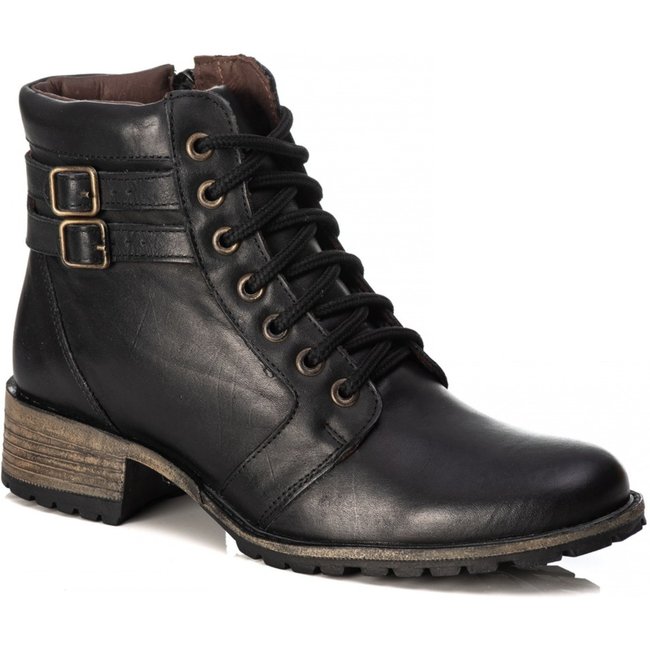 Bota Cano Curto Feminina Coturno Couro Tratorado