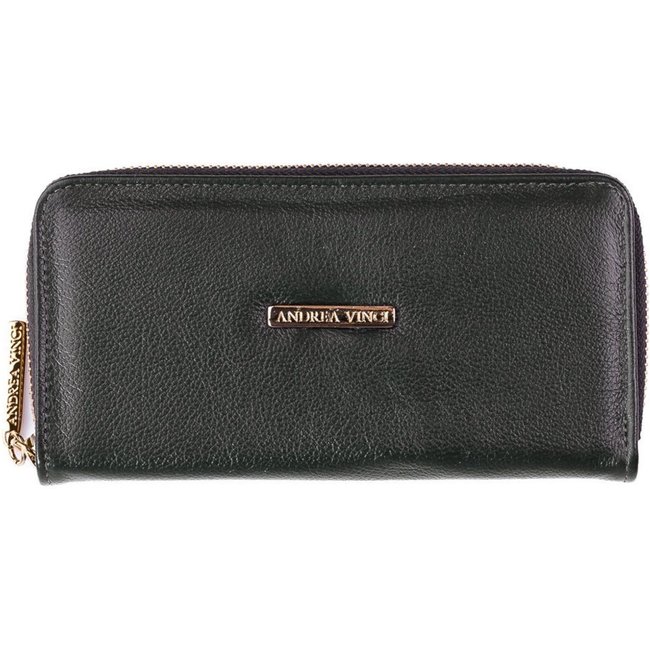 Carteira feminina de couro liso Bonny 10x19cm - Preto