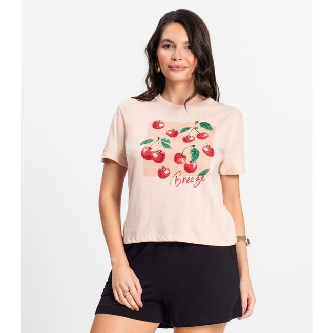 Camiseta Manga Curta Feminina Meia Malha Rovitex Rosa